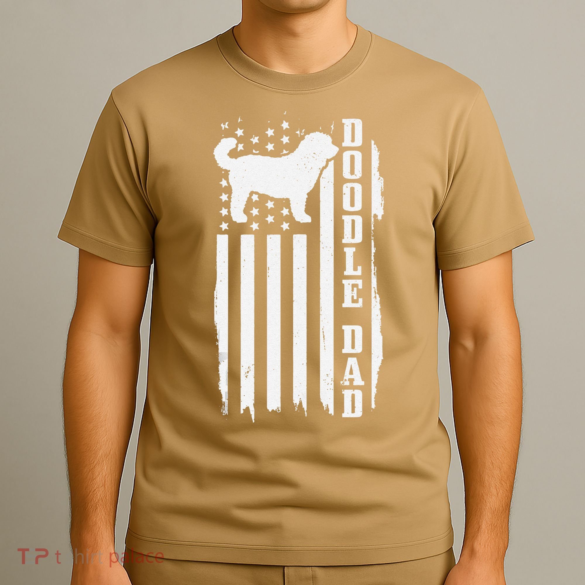 Goldendoodle Dad Vintage American Flag Patriotic Doodle Dog T-Shirt