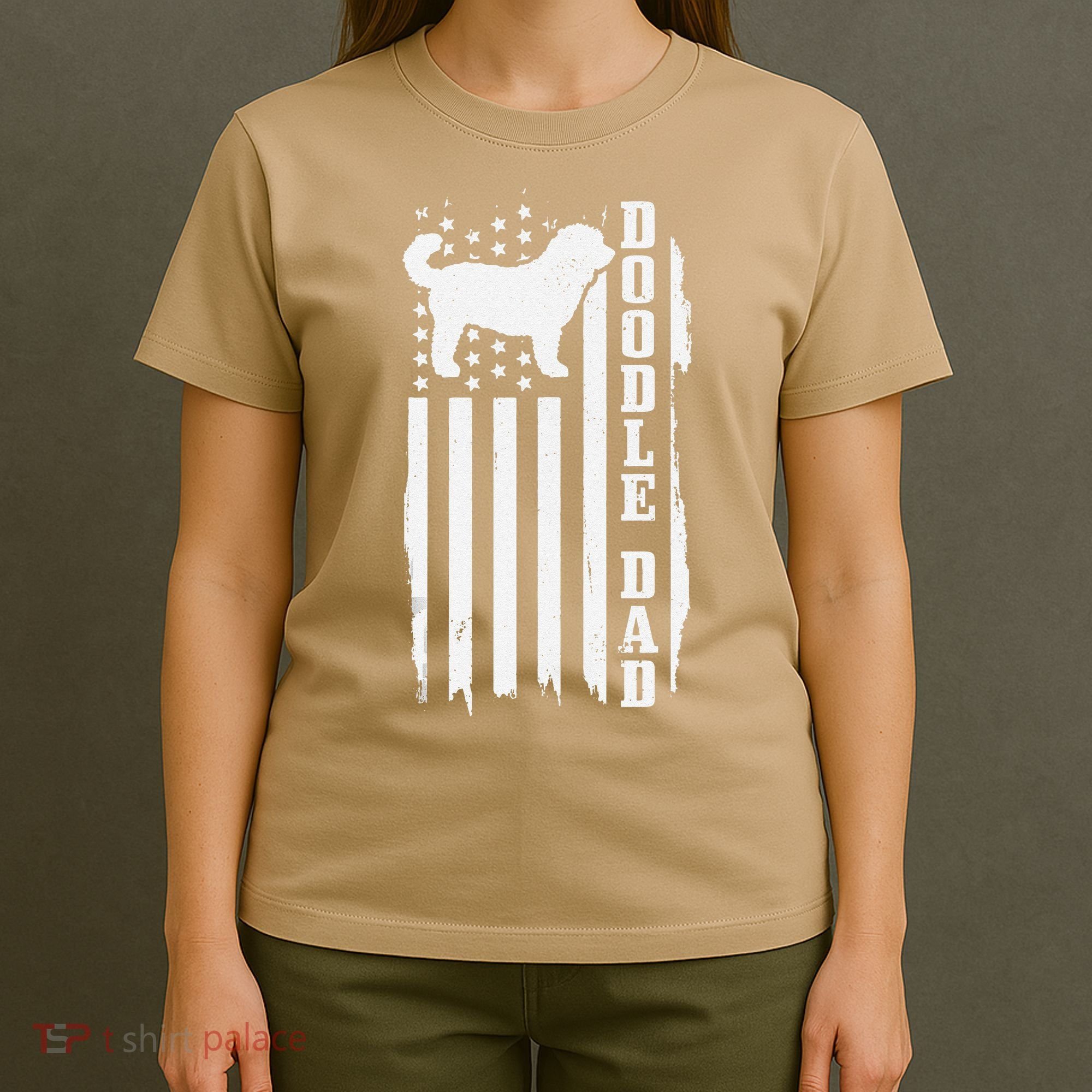 Goldendoodle Dad Vintage American Flag Patriotic Doodle Dog T-Shirt