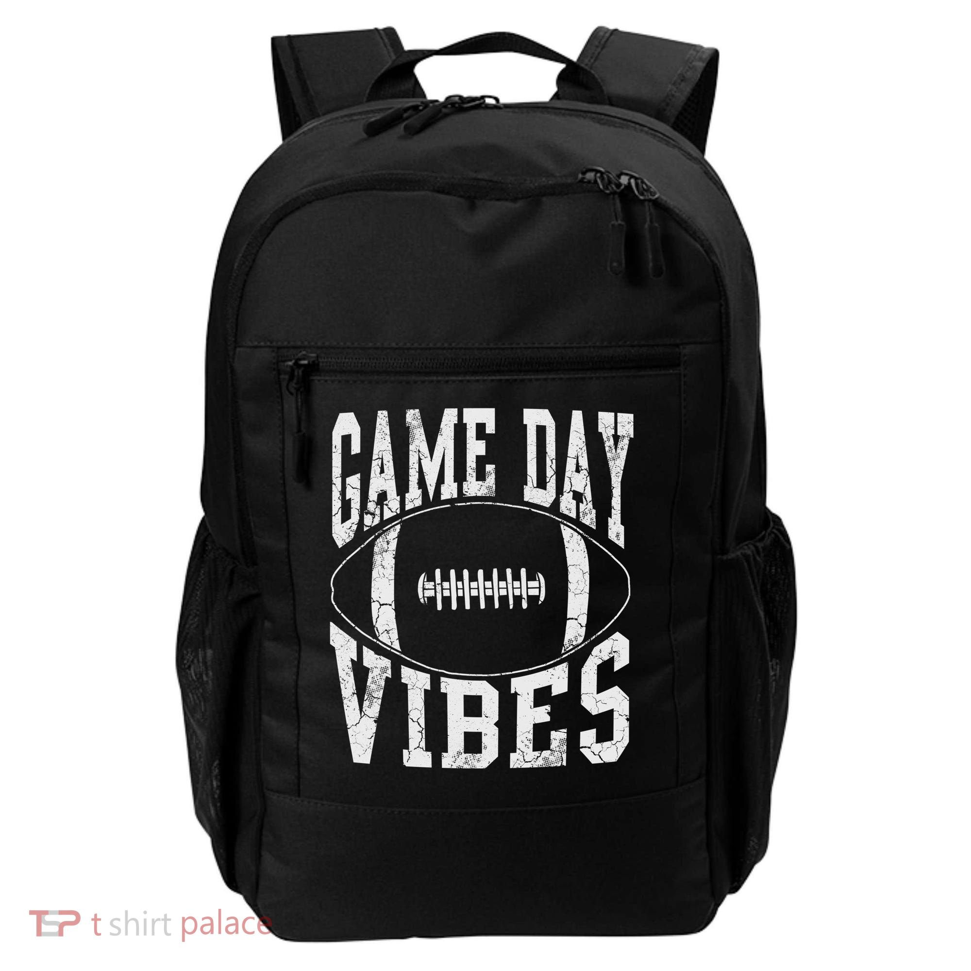 Game Day Vibes Silver Football Apparel Gift Backpack