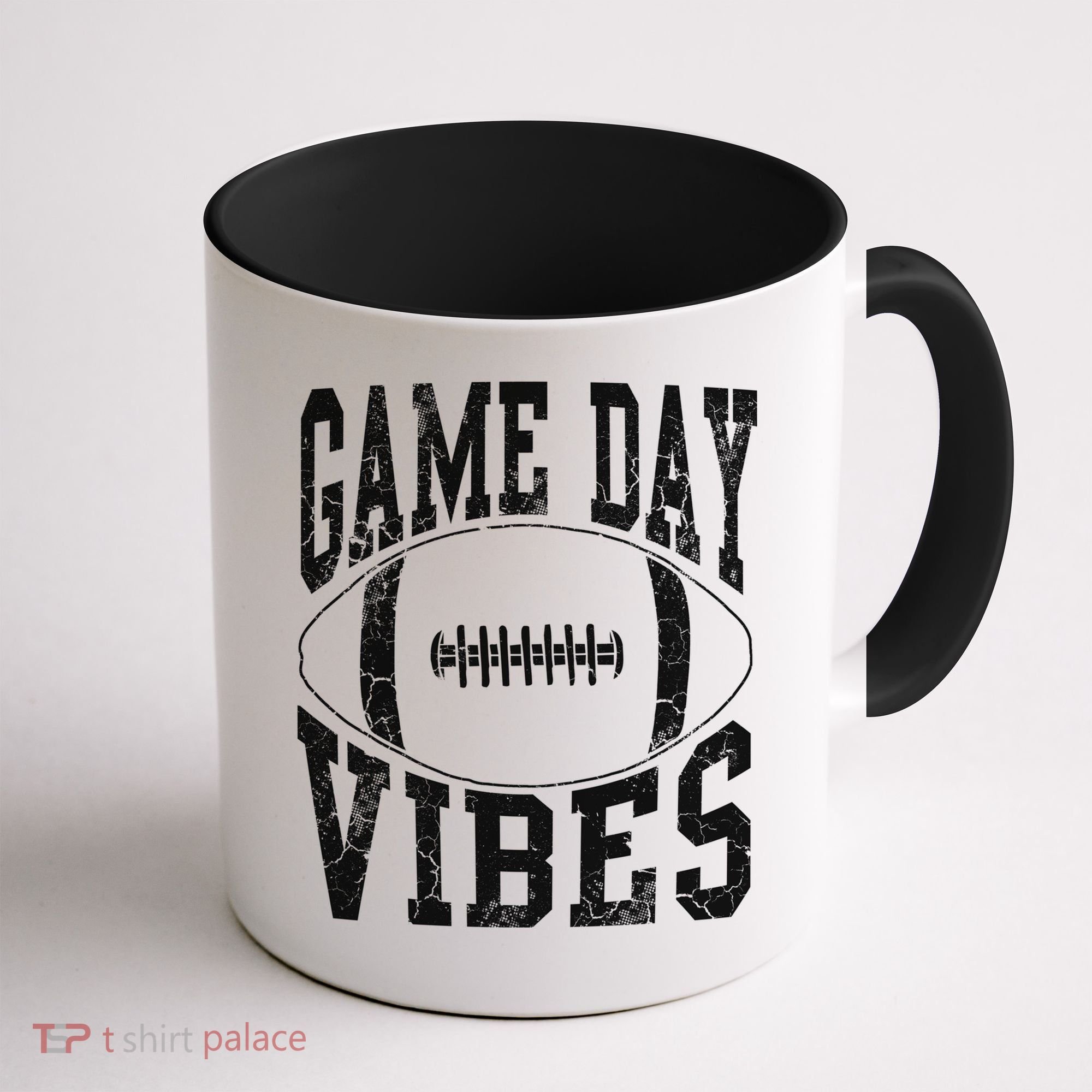 Game Day Vibes Silver Football Apparel Gift Coffee Mug