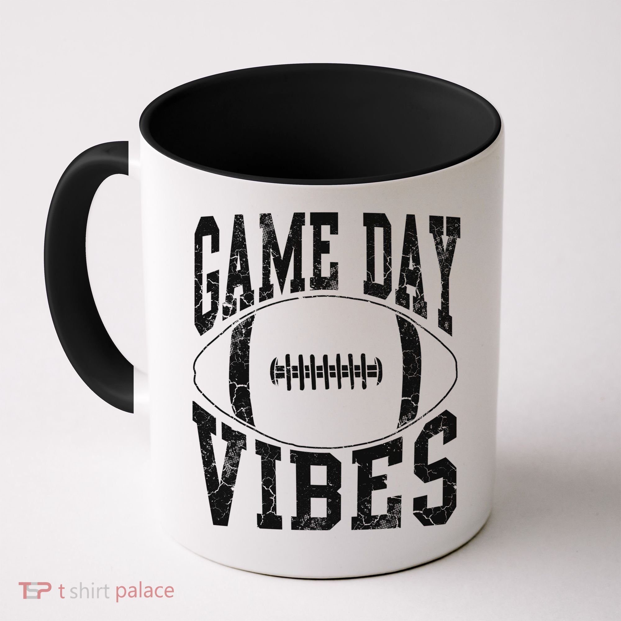 Game Day Vibes Silver Football Apparel Gift Coffee Mug