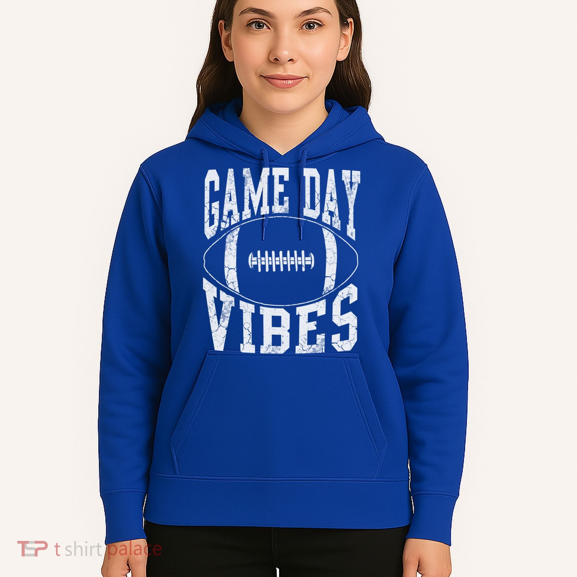 Game Day Vibes Silver Football Apparel Gift Hoodie