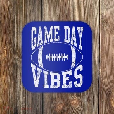 Game Day Vibes Silver Football Apparel Gift Coaster