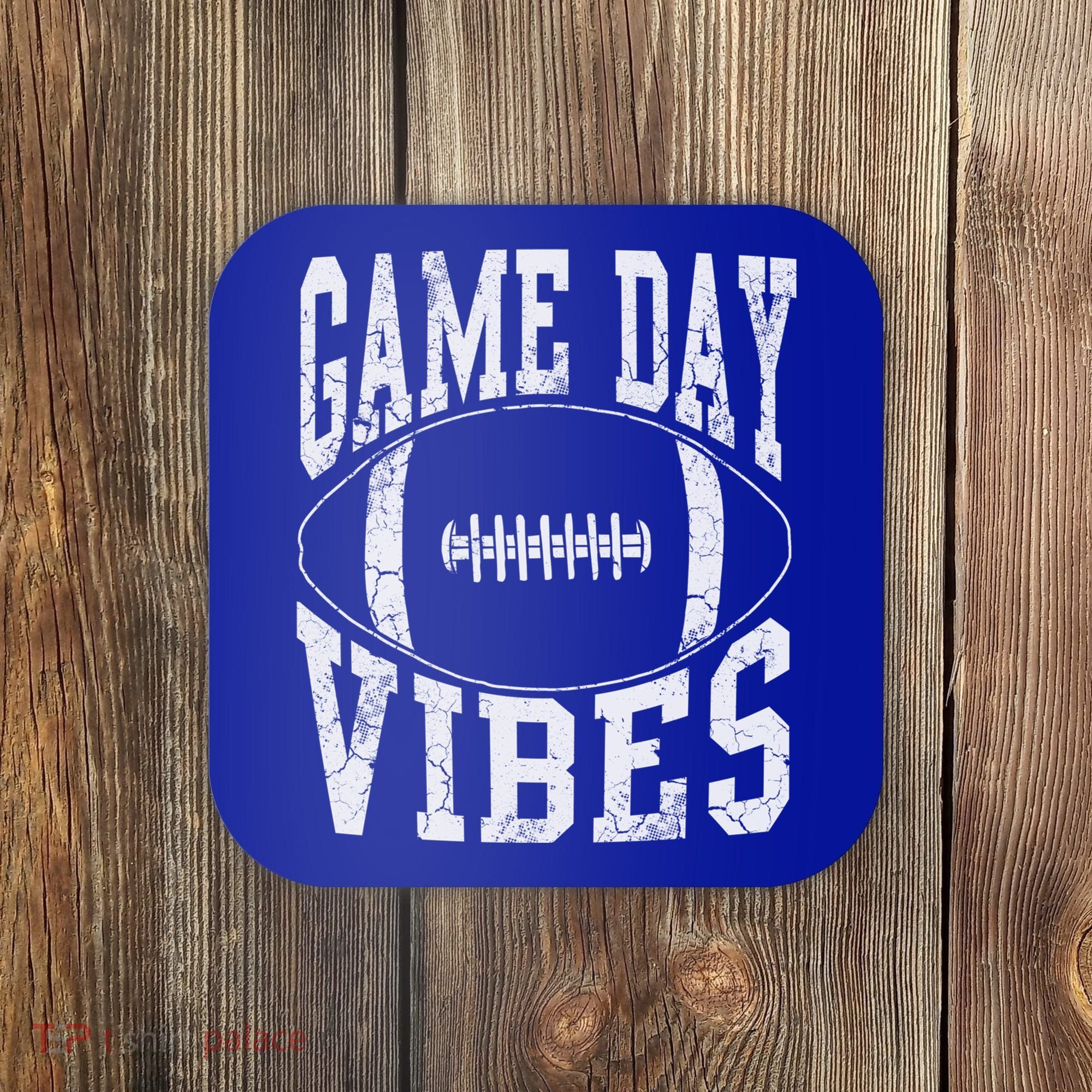 Game Day Vibes Silver Football Apparel Gift Coaster