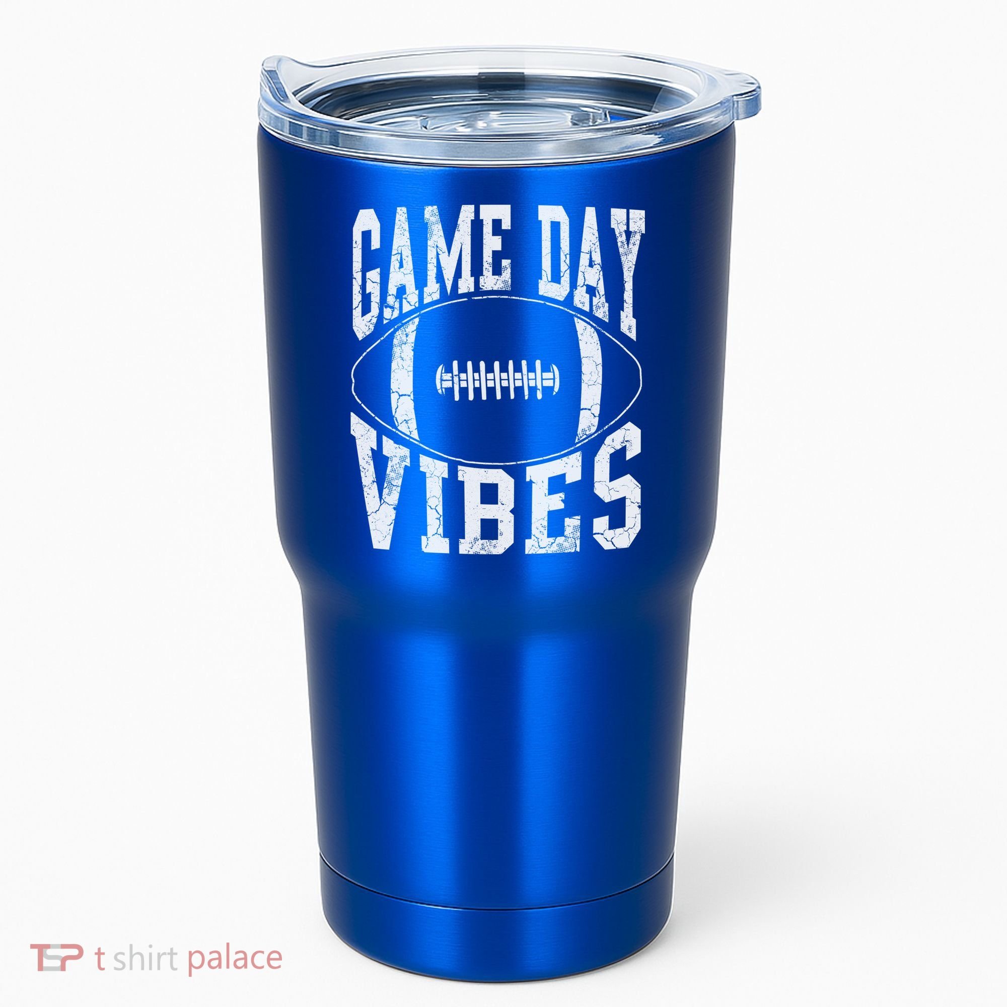 Game Day Vibes Silver Football Apparel Gift Tumbler