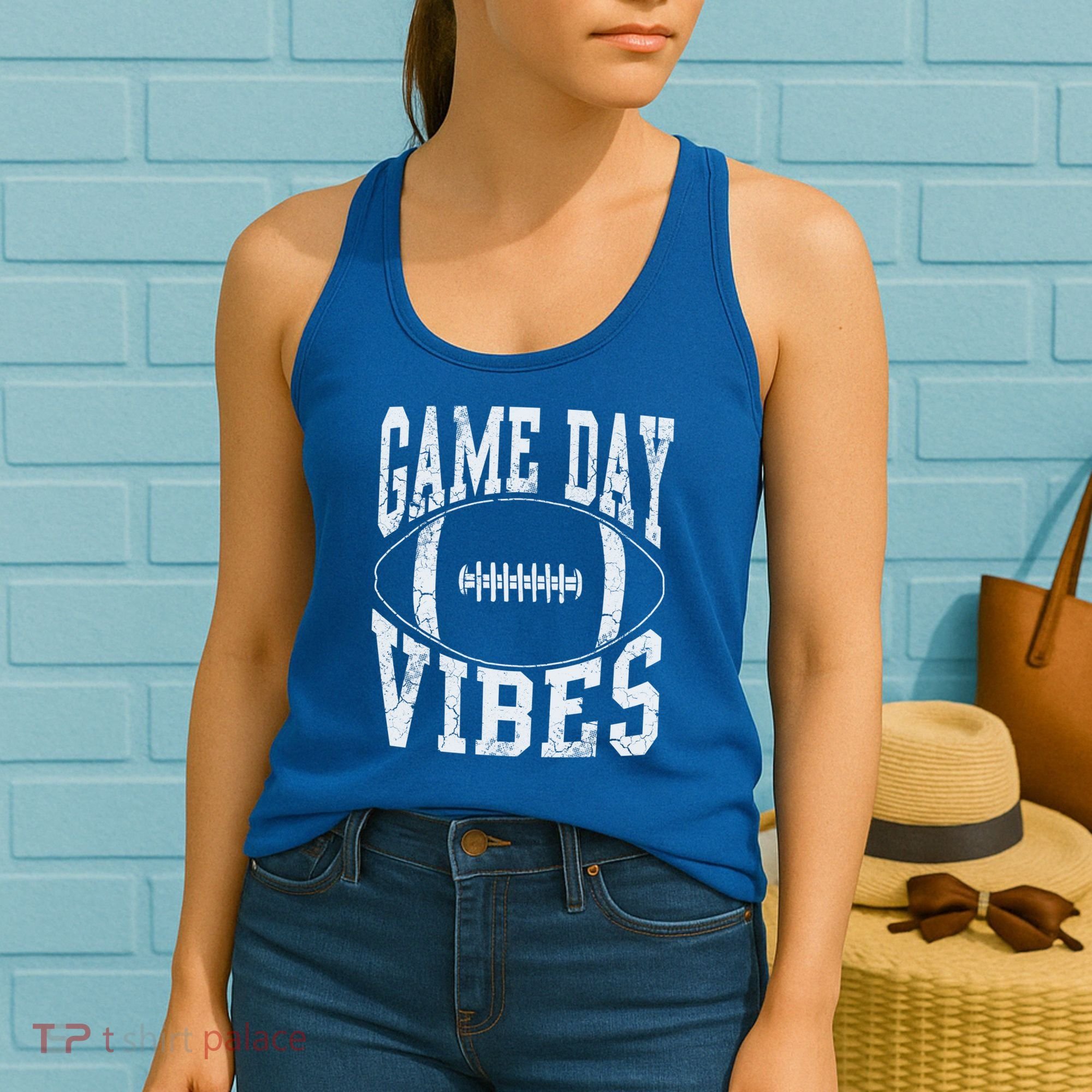 Game Day Vibes Silver Football Apparel Gift Women's Tank Top