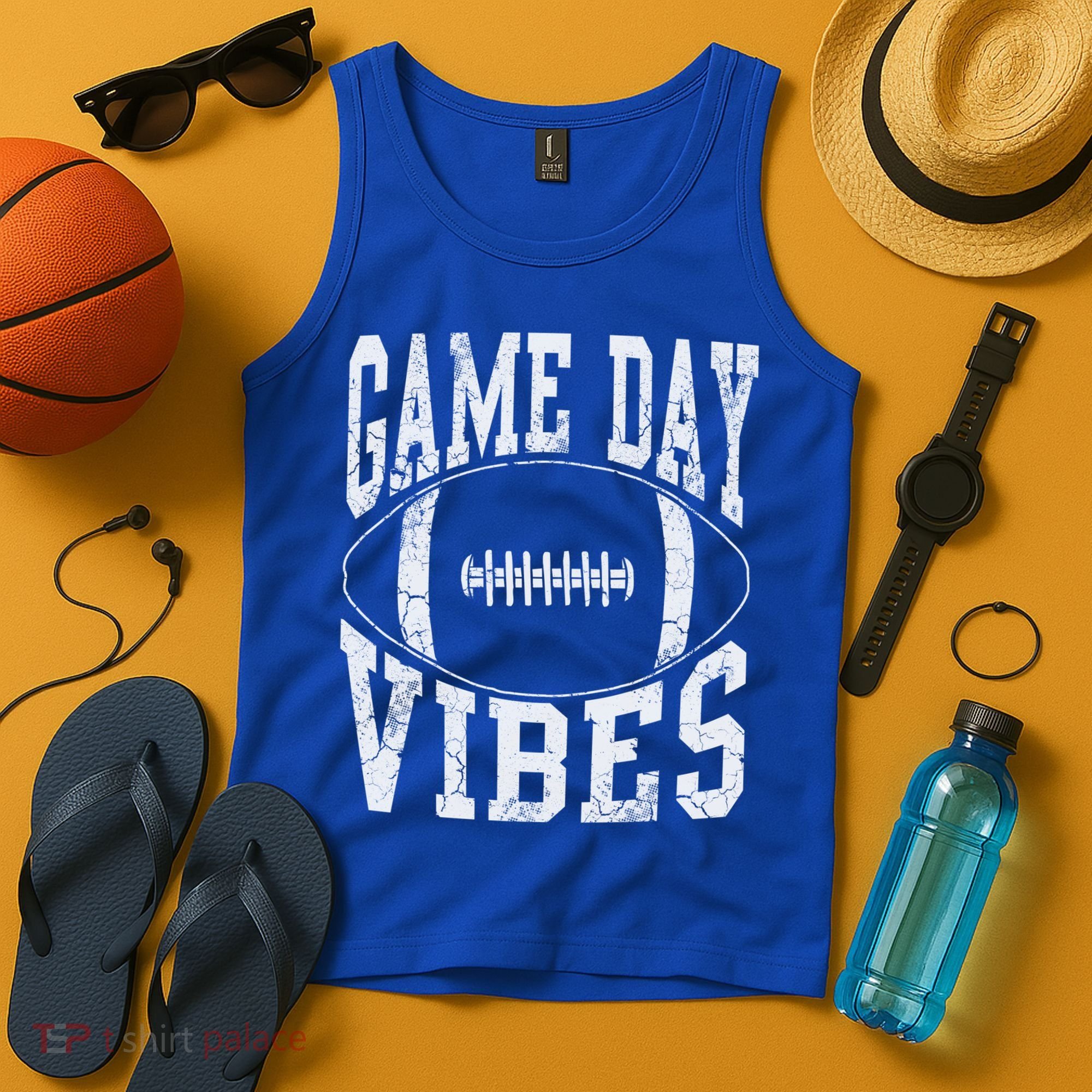 Game Day Vibes Silver Football Apparel Gift Tank Top