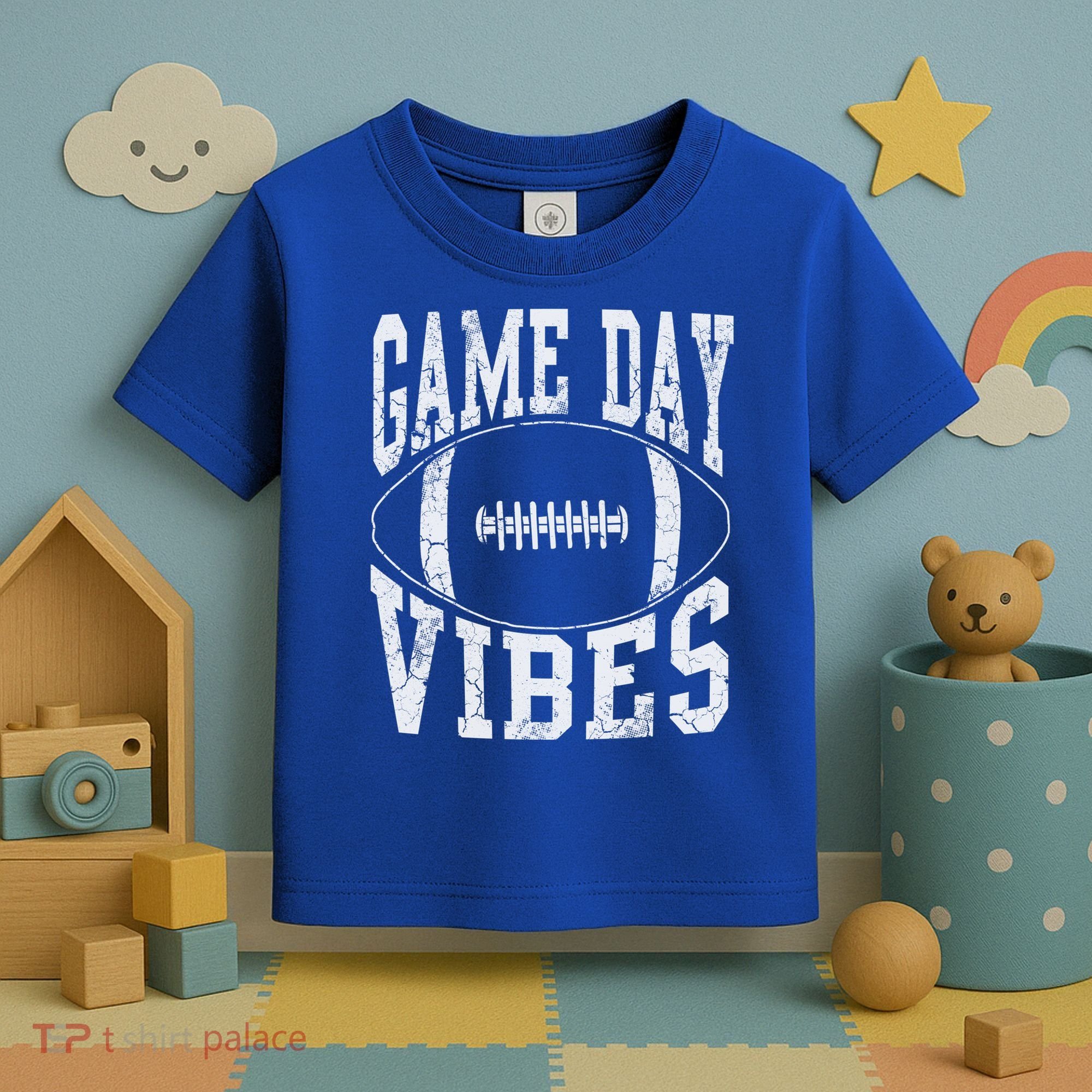 Game Day Vibes Silver Football Apparel Gift Toddler T-Shirt