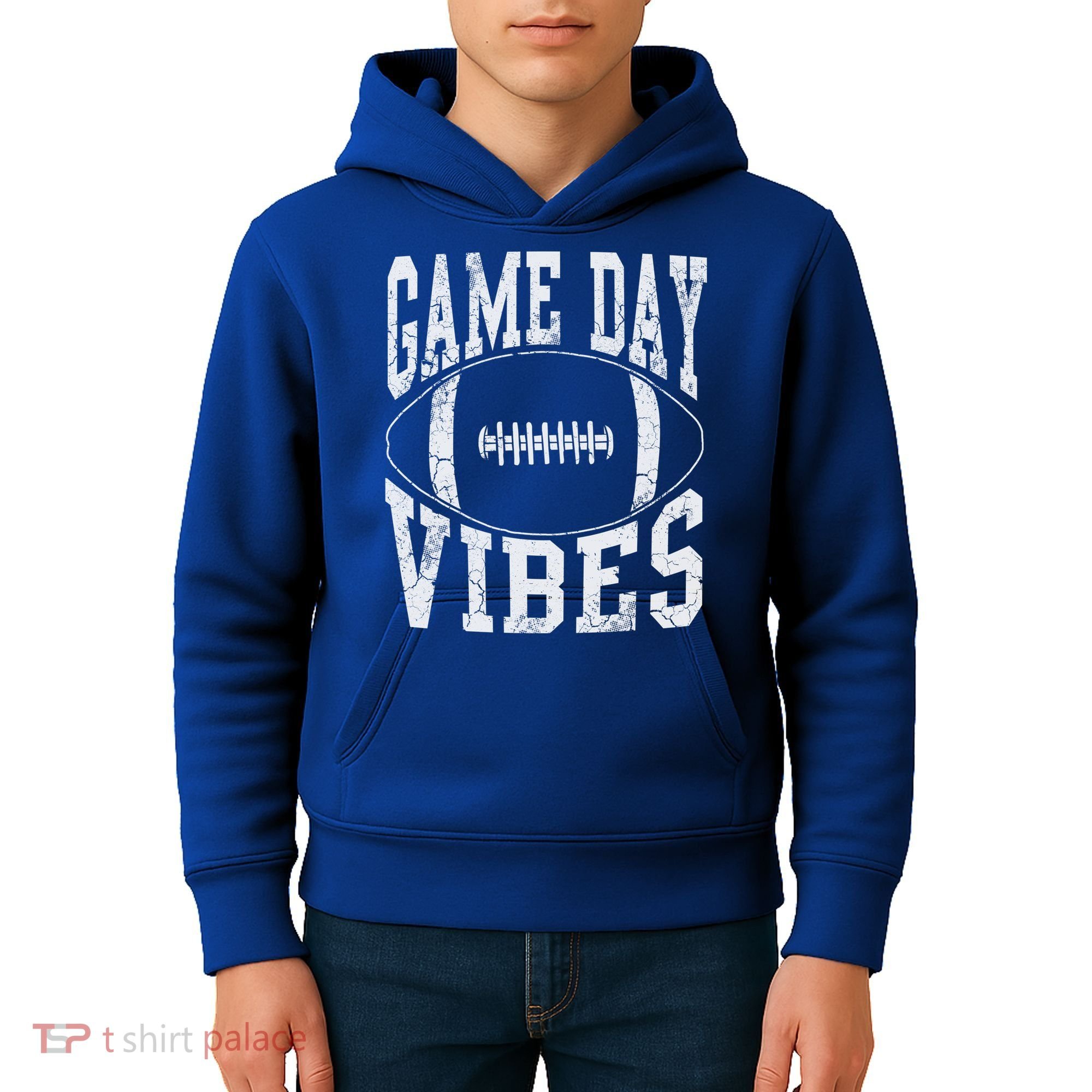 Game Day Vibes Silver Football Apparel Gift Kids Hoodie
