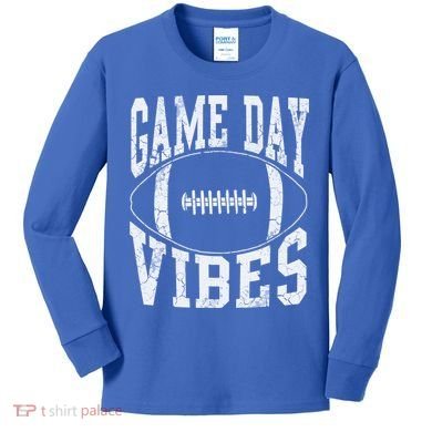 Game Day Vibes Silver Football Apparel Gift Kids Long Sleeve Shirt