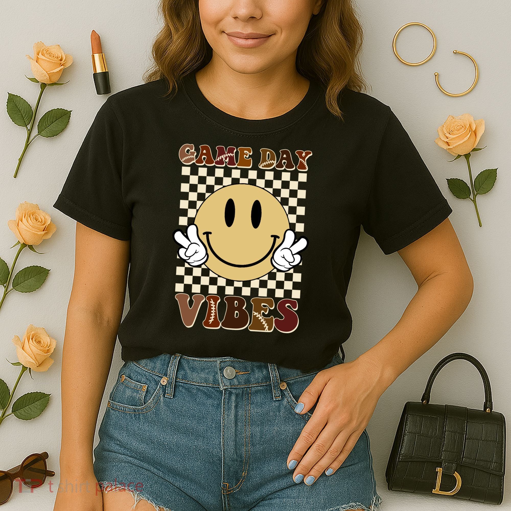 Game Day Vibes Retro Smile Football Comfort Colors Boxy T-Shirt