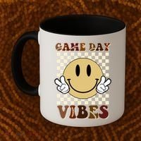 Game Day Vibes Retro Smile Football Coffee Mug thumb 2