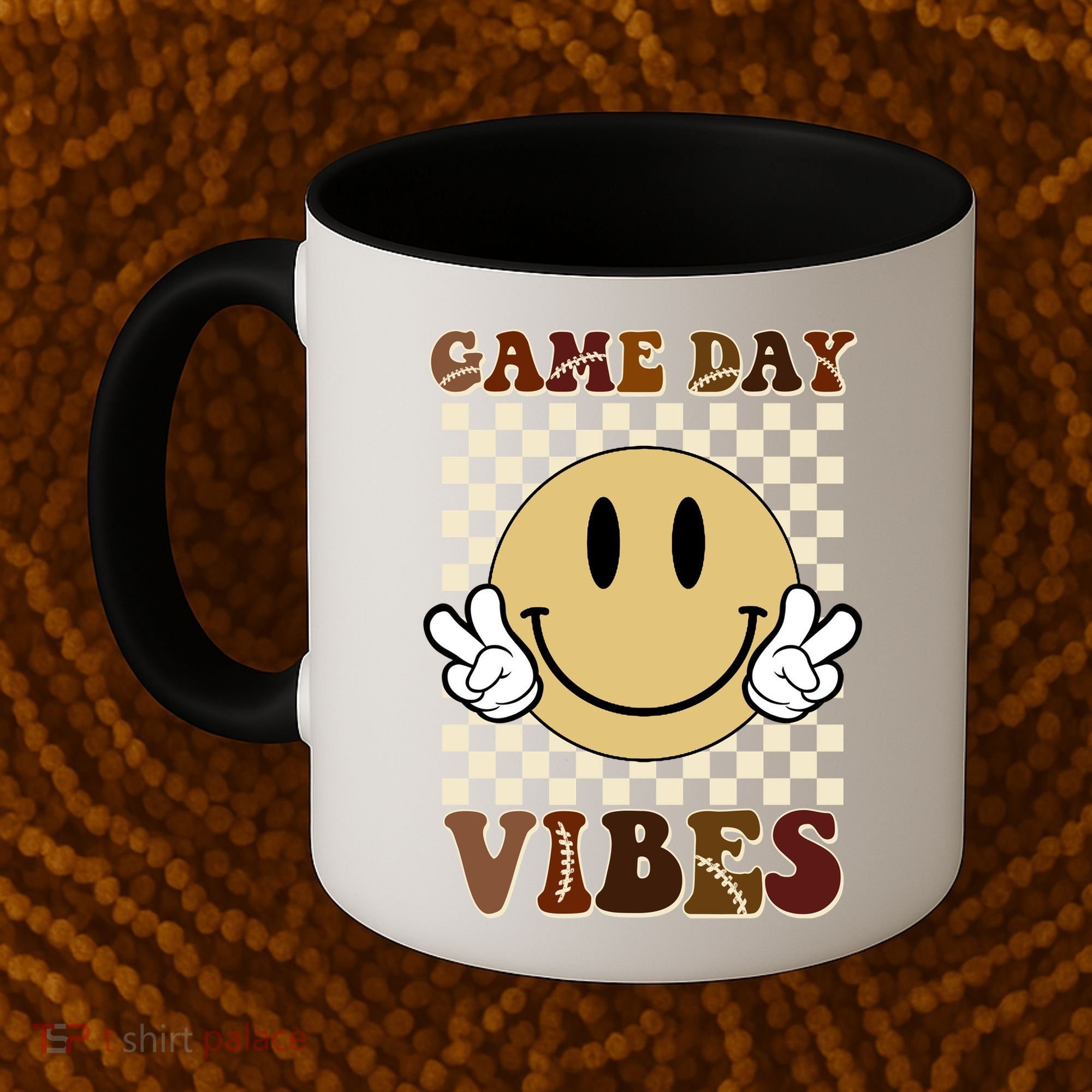Game Day Vibes Retro Smile Football Coffee Mug