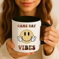 Game Day Vibes Retro Smile Football Coffee Mug thumb 3