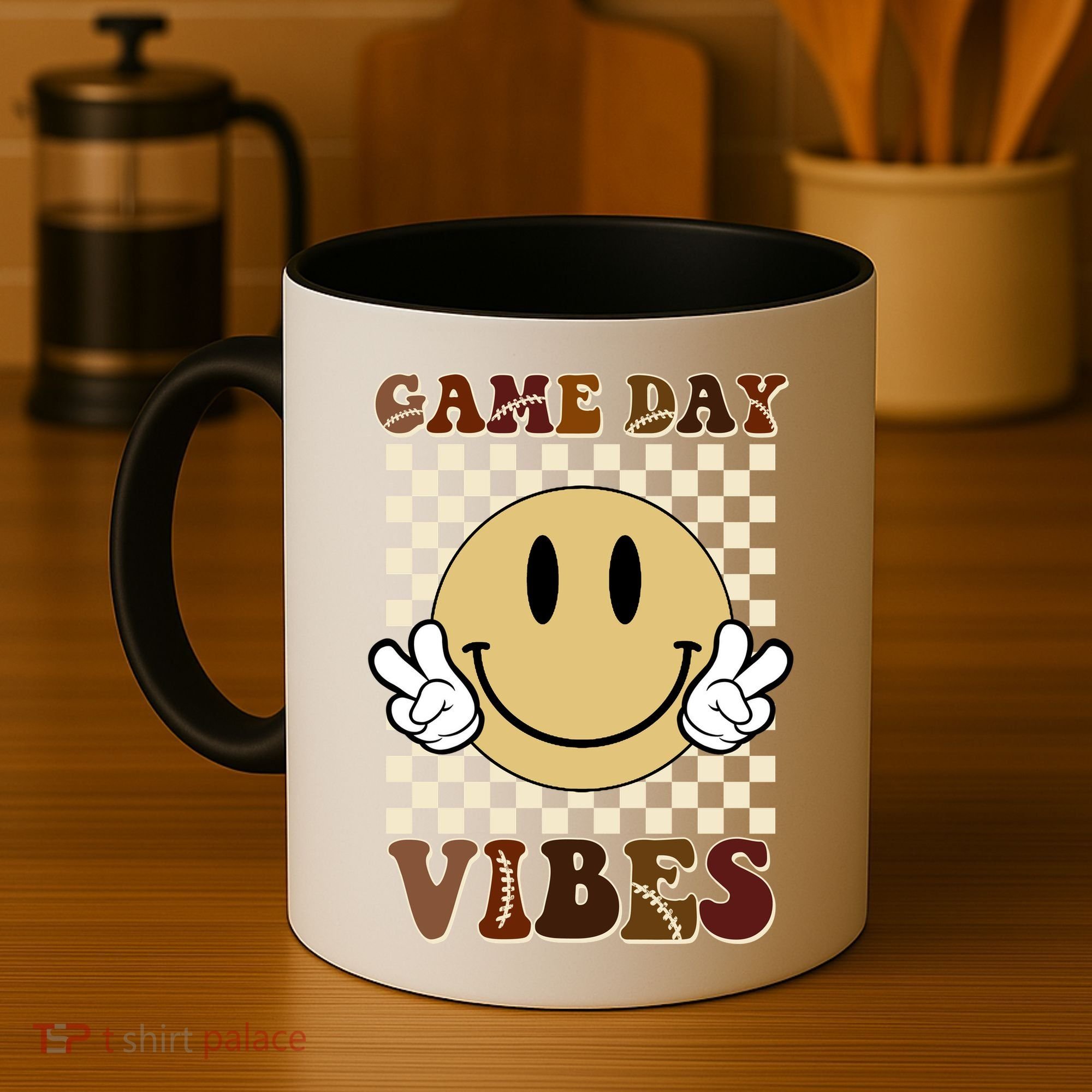 Game Day Vibes Retro Smile Football Coffee Mug