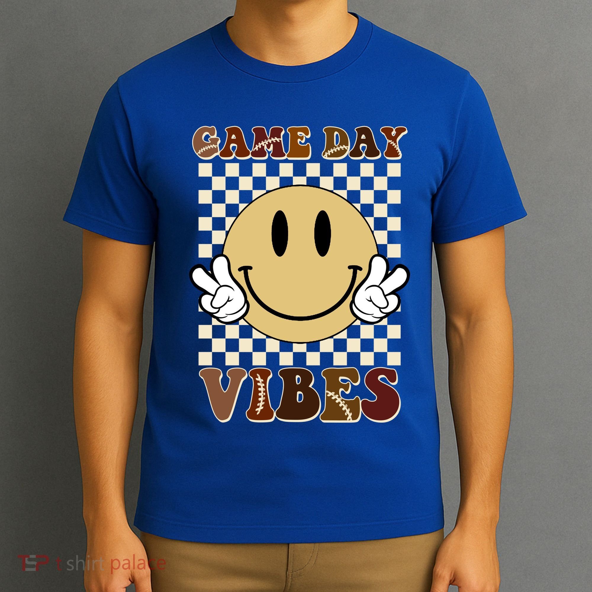 Game Day Vibes Retro Smile Football T-Shirt