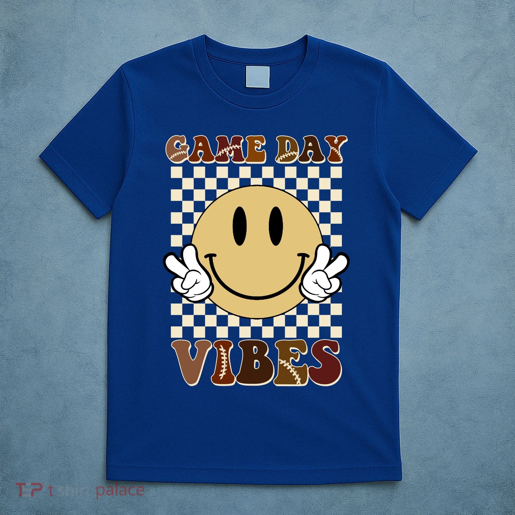 Game Day Vibes Retro Smile Football T-Shirt