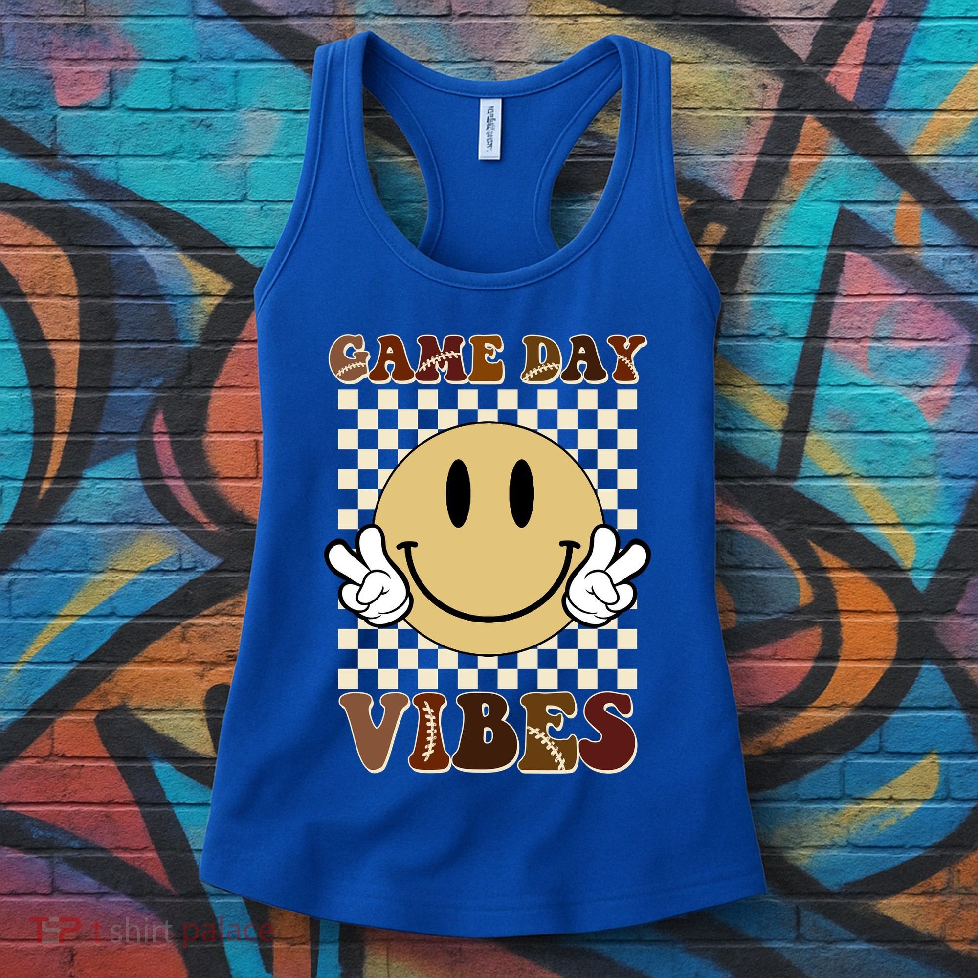 Game Day Vibes Retro Smile Football Women's Tank Top