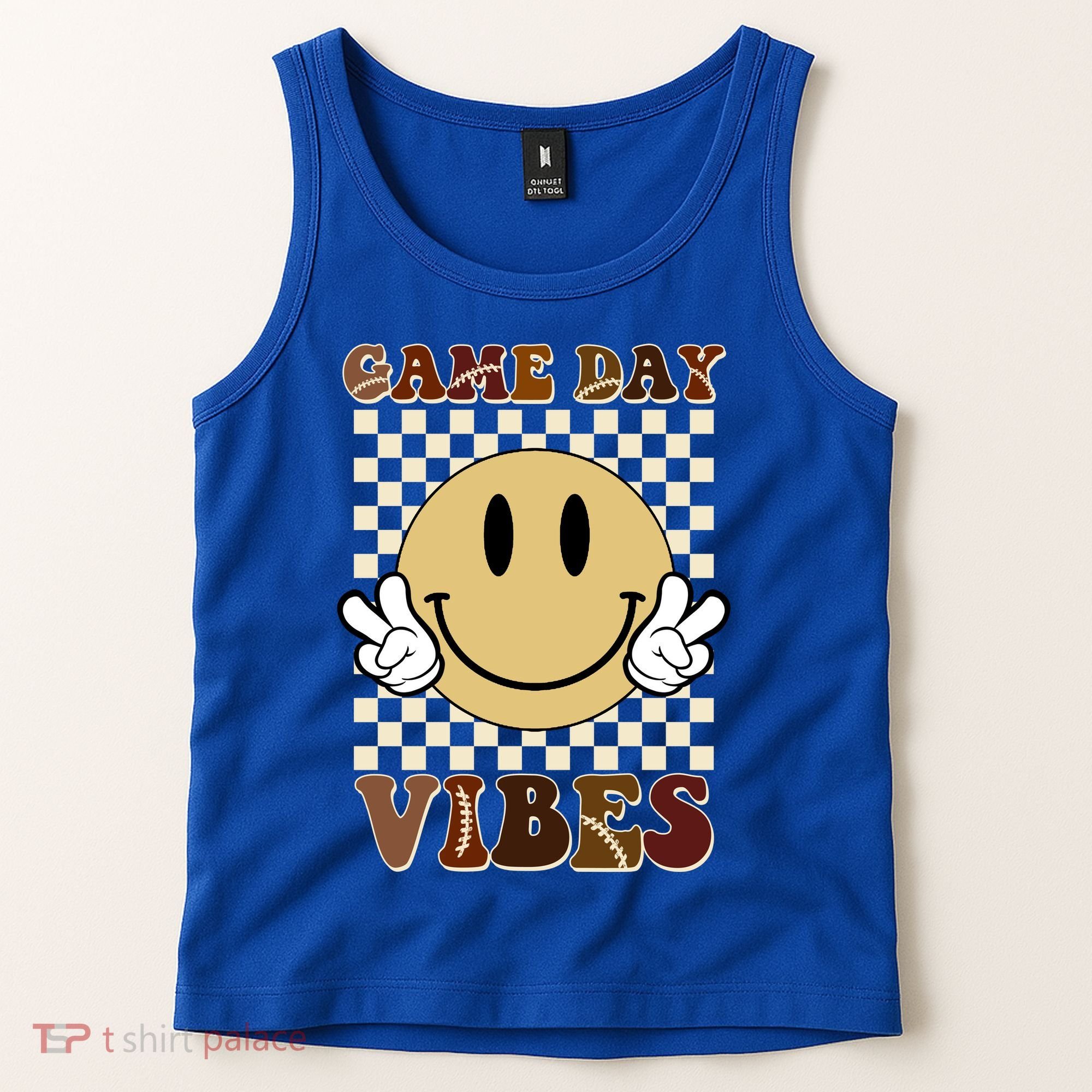 Game Day Vibes Retro Smile Football Tank Top