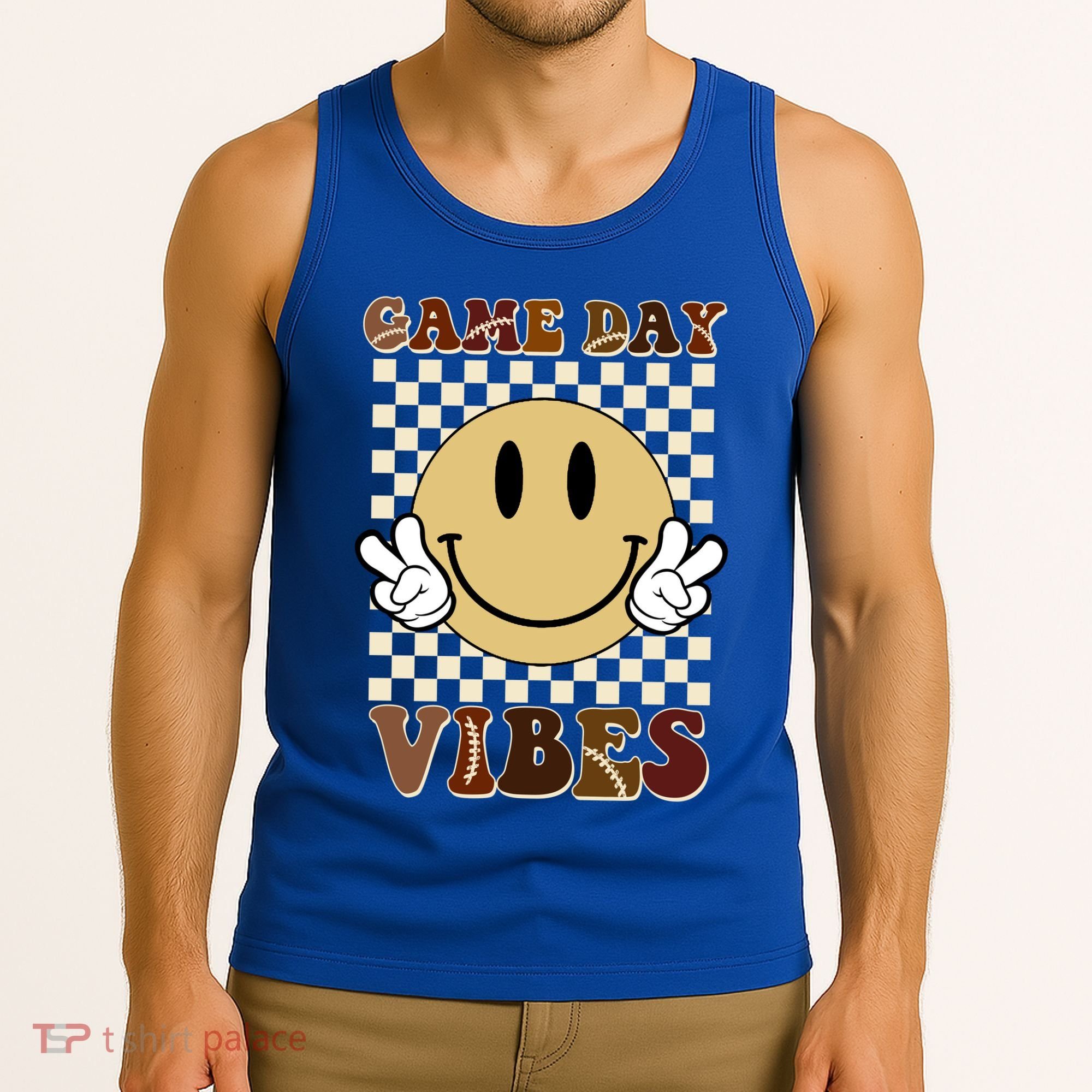 Game Day Vibes Retro Smile Football Tank Top
