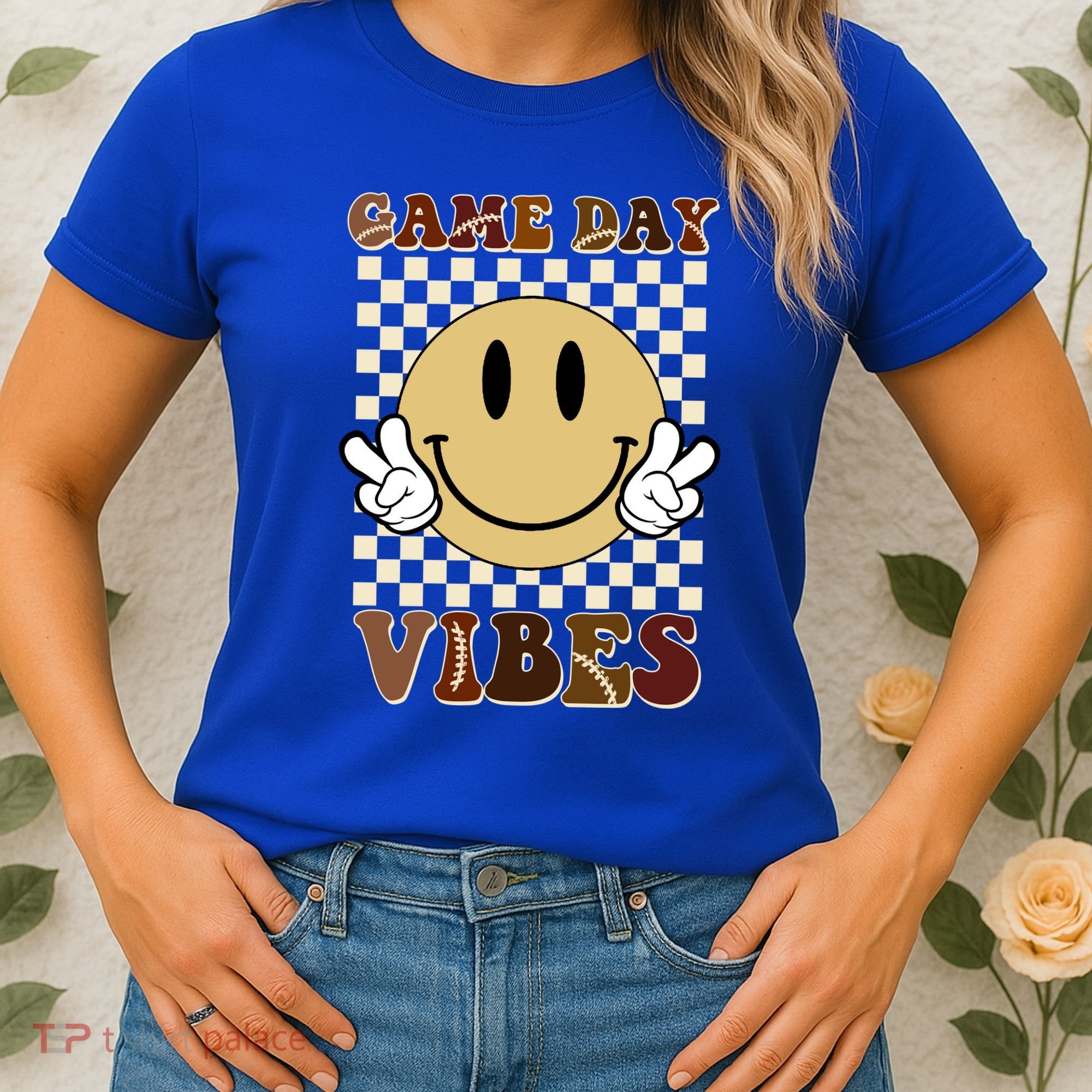 Game Day Vibes Retro Smile Football Women's T-Shirt