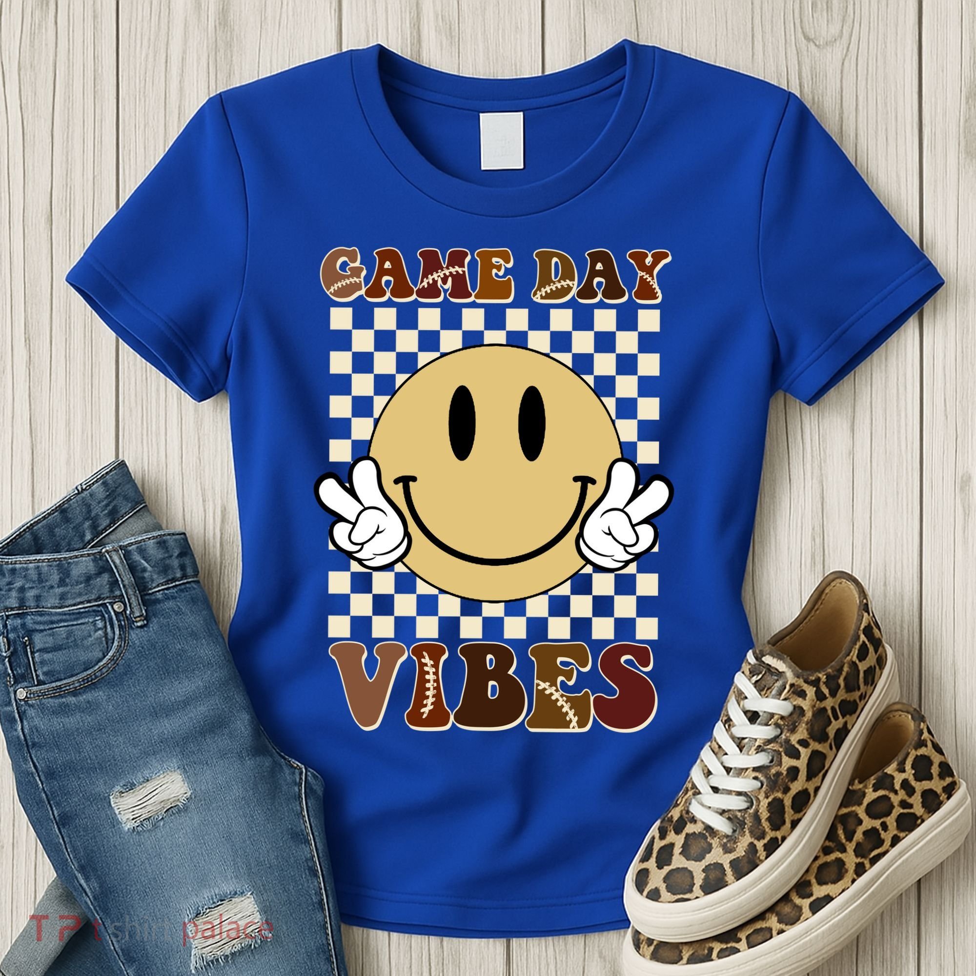 Game Day Vibes Retro Smile Football Women's T-Shirt