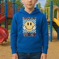 Game Day Vibes Retro Smile Football Kids Hoodie thumb 2