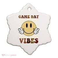 Game Day Vibes Retro Smile Football Ceramic Ornament thumb 0