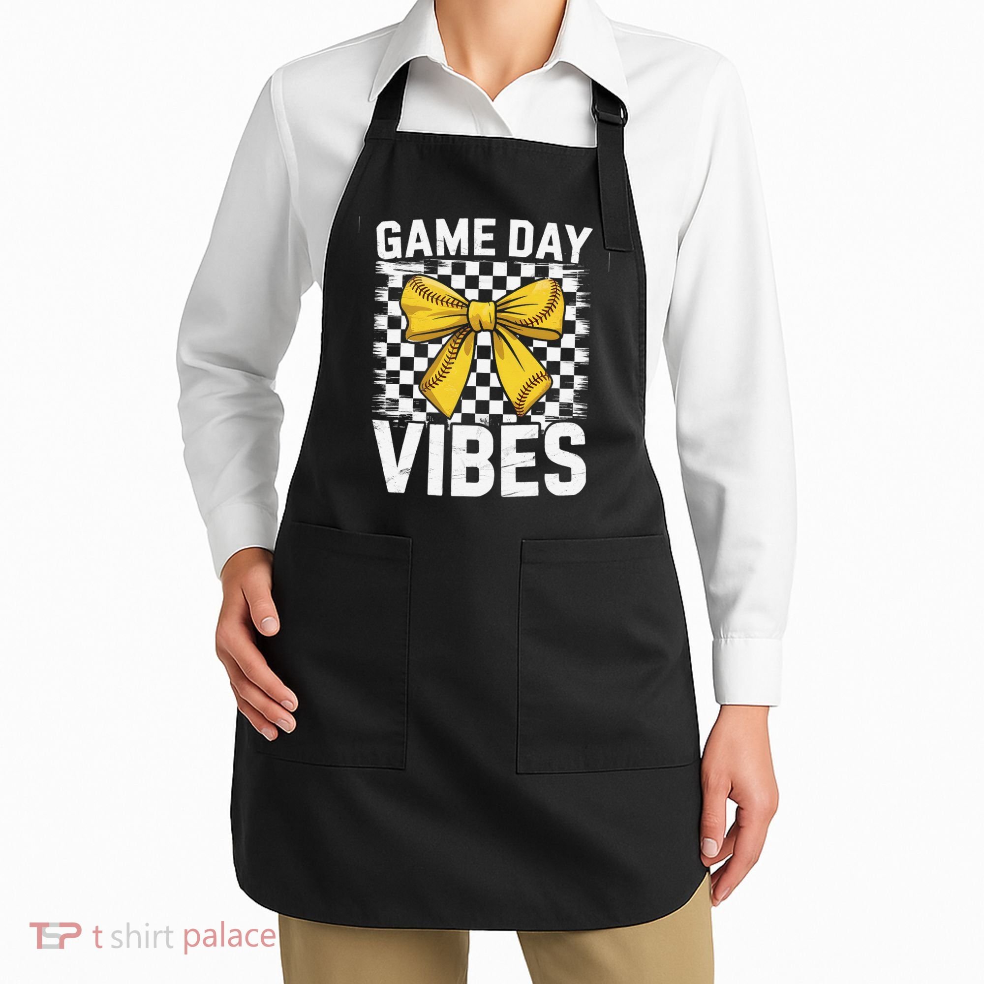 Game Day Vibes Coquette Bow Softball Mama Softball Girl Apron