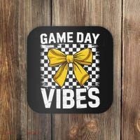 Game Day Vibes Coquette Bow Softball Mama Softball Girl Coaster thumb 0