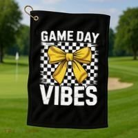 Game Day Vibes Coquette Bow Softball Mama Softball Girl Golf Towel thumb 1