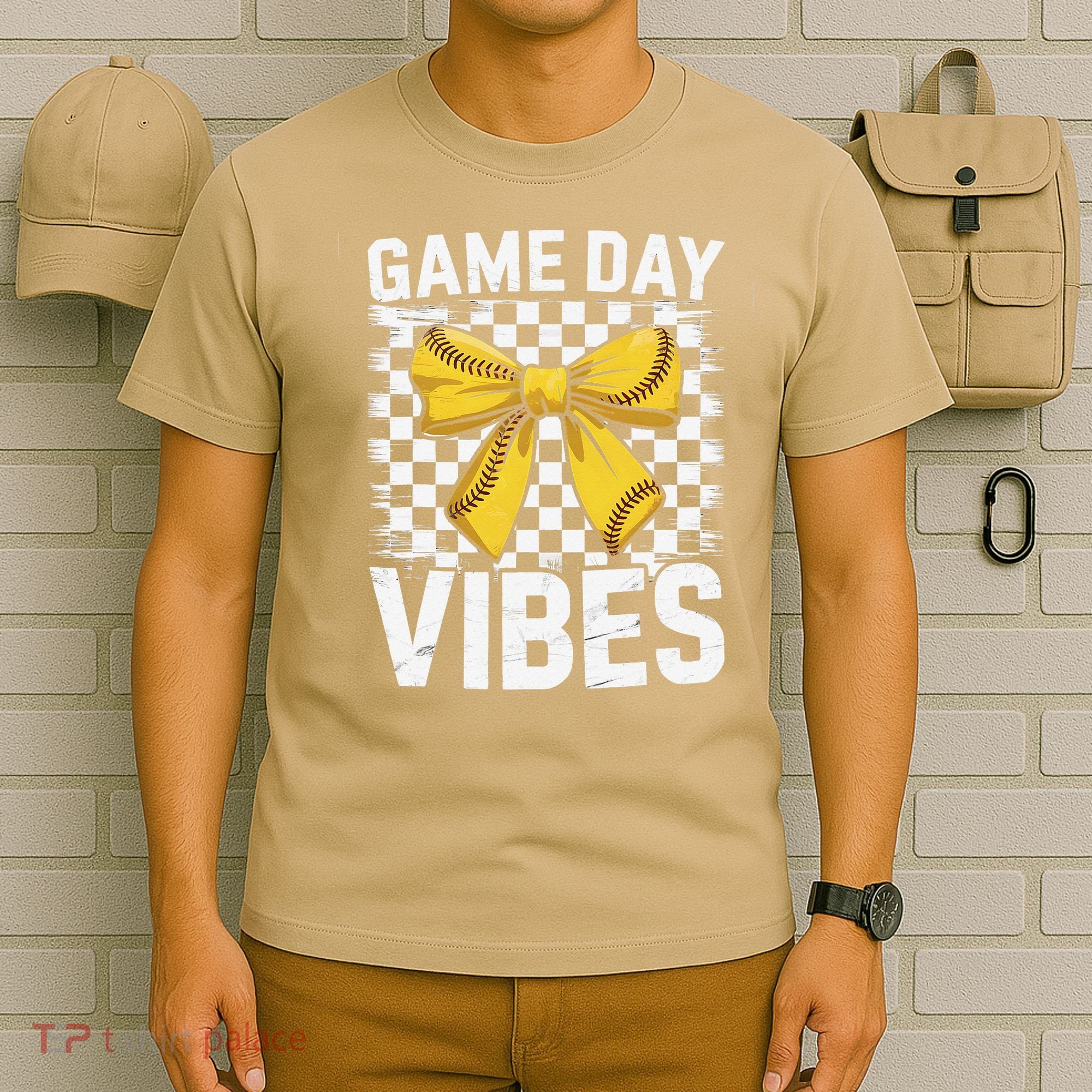 Game Day Vibes Coquette Bow Softball Mama Softball Girl T-Shirt
