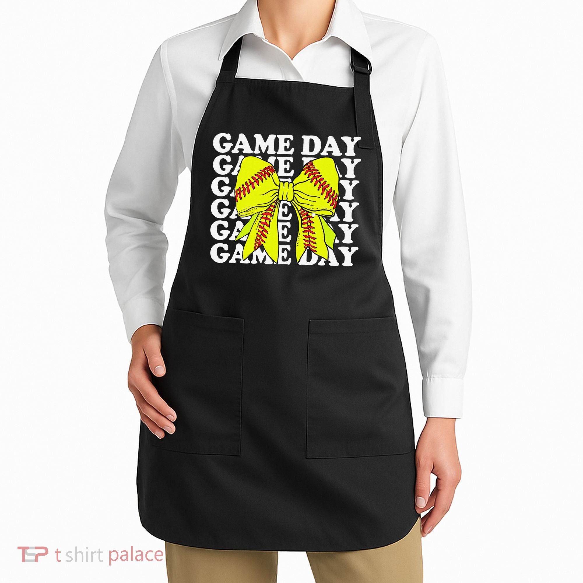 Game Day Vibes Coquette Bow Softball Mama Softball Girl Apron