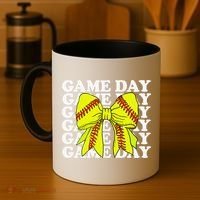Game Day Vibes Coquette Bow Softball Mama Softball Girl Coffee Mug thumb 4