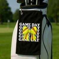 Game Day Vibes Coquette Bow Softball Mama Softball Girl Golf Towel thumb 2