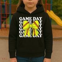 Game Day Vibes Coquette Bow Softball Mama Softball Girl Kids Hoodie thumb 3