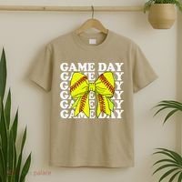 Game Day Vibes Coquette Bow Softball Mama Softball Girl T-Shirt thumb 2