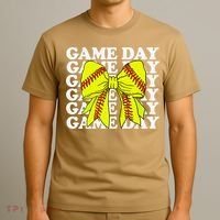 Game Day Vibes Coquette Bow Softball Mama Softball Girl T-Shirt thumb 3