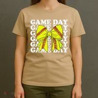 Game Day Vibes Coquette Bow Softball Mama Softball Girl T-Shirt thumb 4