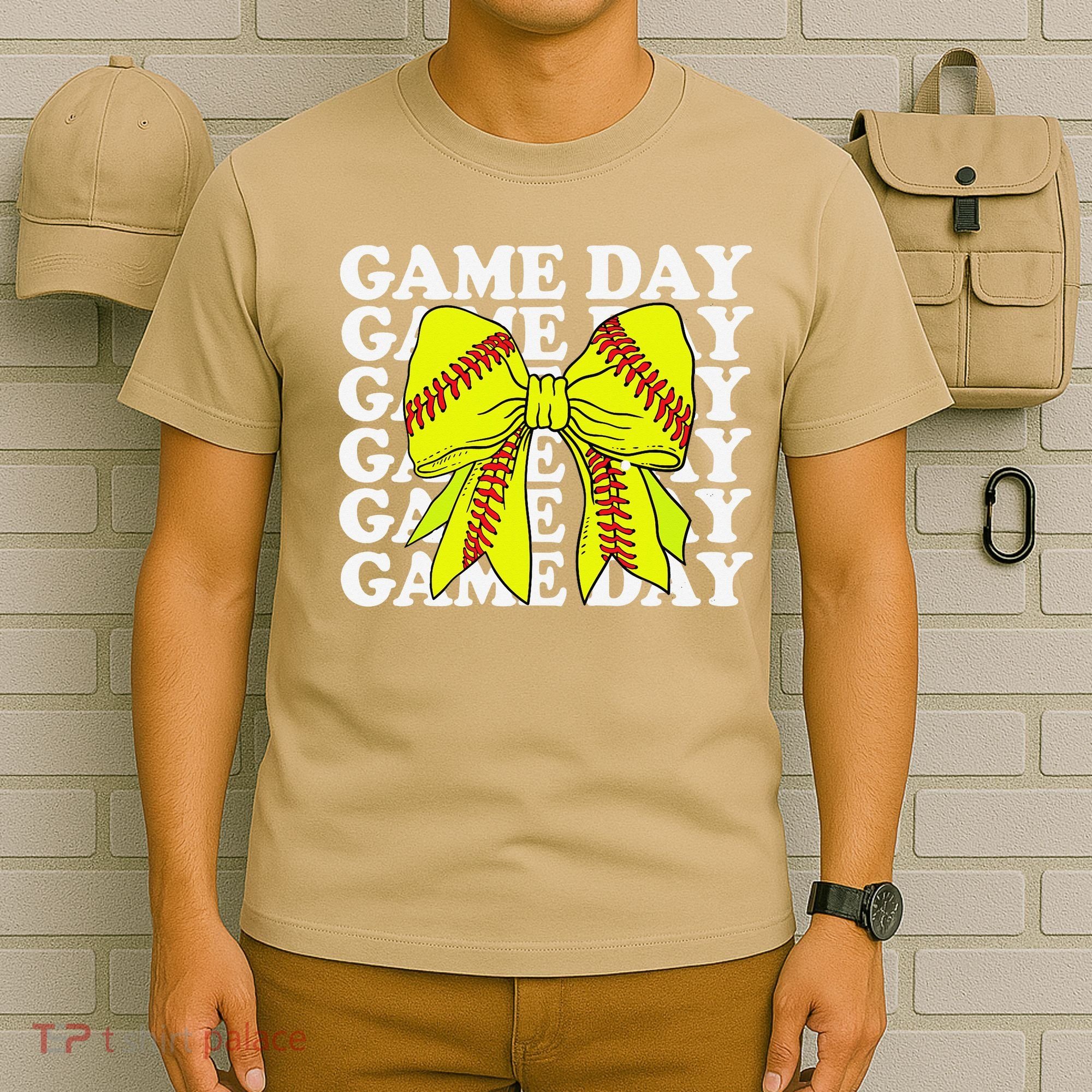 Game Day Vibes Coquette Bow Softball Mama Softball Girl T-Shirt