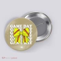Game Day Vibes Coquette Bow Softball Mama Softball Girl Button thumb 0
