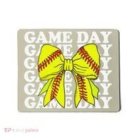 Game Day Vibes Coquette Bow Softball Mama Softball Girl Mousepad thumb 0