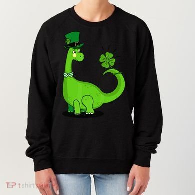 Green Dino With A FourLeaf Clover Tail: St. Patrick's Day Women's Sweatshirt