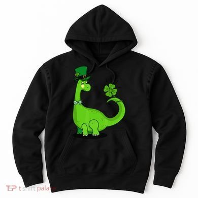 Green Dino With A FourLeaf Clover Tail: St. Patrick's Day Hoodie