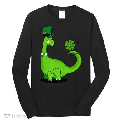 Green Dino With A FourLeaf Clover Tail: St. Patrick's Day Long Sleeve Shirt