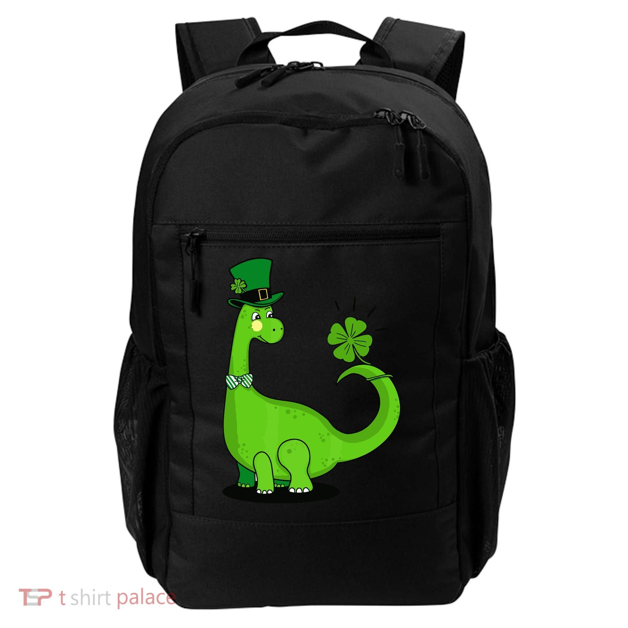 Green Dino With A FourLeaf Clover Tail: St. Patrick's Day Backpack