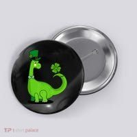Green Dino With A FourLeaf Clover Tail: St. Patrick's Day Button thumb 0