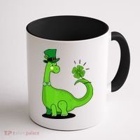 Green Dino With A FourLeaf Clover Tail: St. Patrick's Day Coffee Mug thumb 1