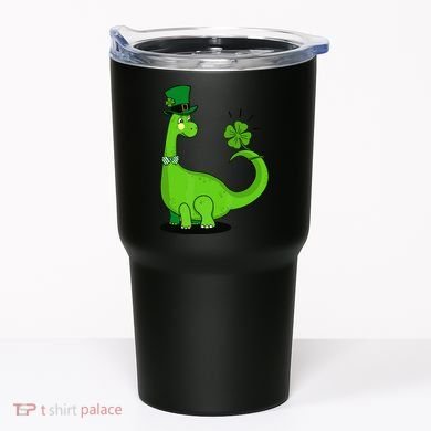 Green Dino With A FourLeaf Clover Tail: St. Patrick's Day Tumbler
