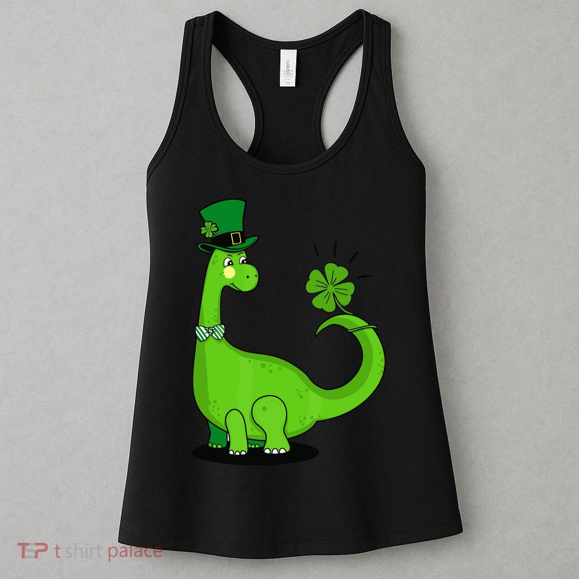 Green Dino With A FourLeaf Clover Tail: St. Patrick's Day Women's Tank Top